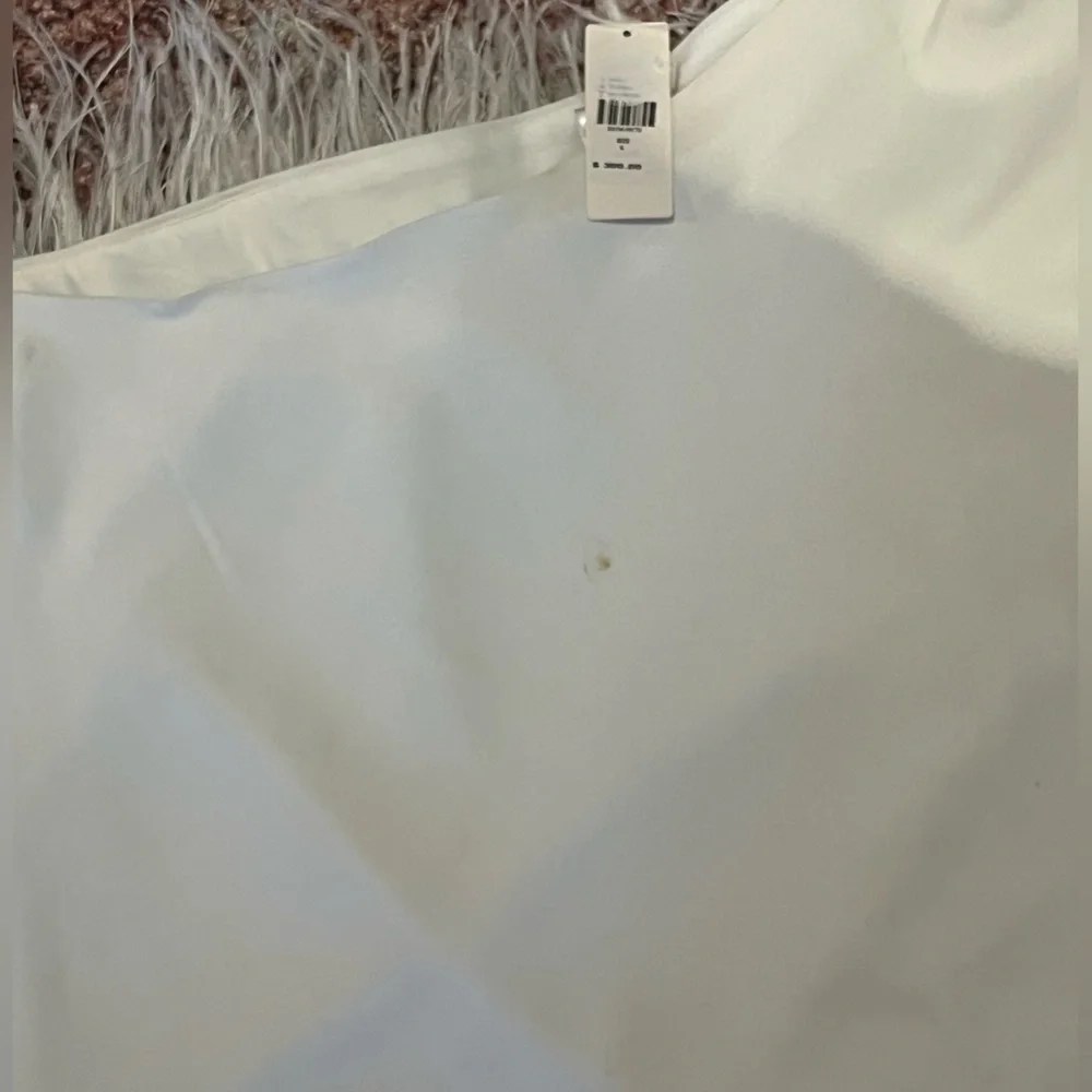 Anthropologie Cream One-Shoulder Dress with Feather Trim - Picture 5 of 6